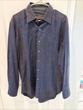 Men's Long-Sleeve Button-Up Shirt - Deep Blue